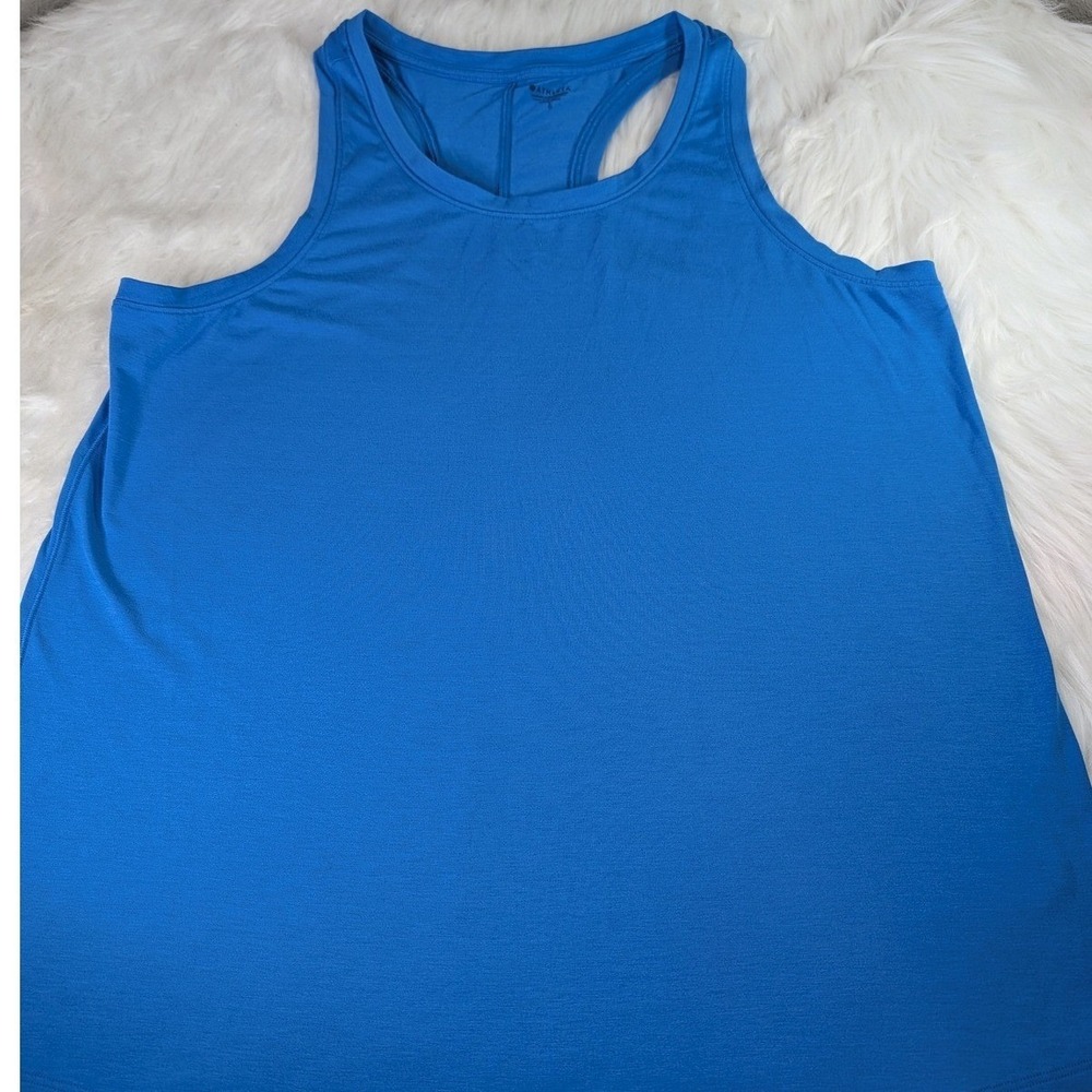 Athleta Tank Top Womens L Blue Racerback Activewear Scoop Neck Curved Hem